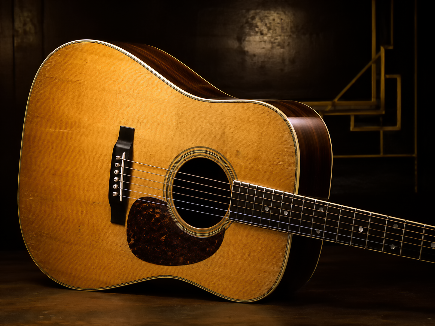 1945 Martin D28 acoustic guitar in a studio setting